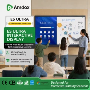 ES Ultra 4K Smart Board Interactive Whiteboard Android 15 AI Camera IWB Meeting Software China Best 40-Touch Points Dual