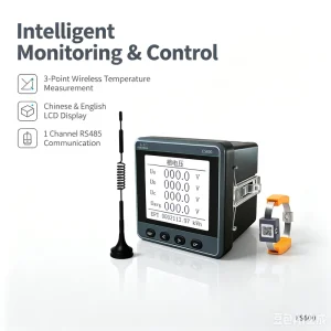 ES600 Wireless Temperature Measurement Device 3 Channels LCD Display RS485 Modbus RTU Three Phase IP65