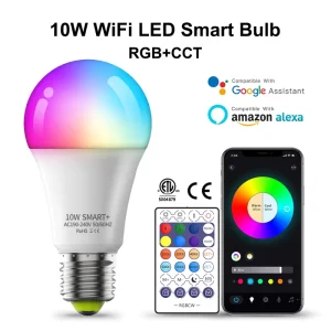 ETL CE SAA Certified A19 60mm RGBWW Zigbee WiFi Dimmable 7W 9W Smart Bulb with E26/E27 Bases