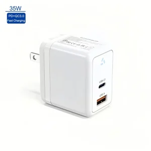 ETL Certified 35W GaN PD Fast Charger US Plug Dual Port Wall Charger Fast Charging Adapter for Mobile Phone Laptop
