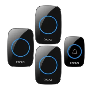 EU Plug Waterproof Home Wireless Doorbell 300M Long Range Smart Door Bell Chime Battery 1 Button 2 Receiver