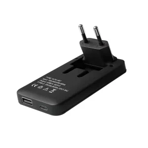 EU Slim Fast Charger 1 USB C + 1 USB A 30W Dual Port for PhoneTablet & Bluetooth Headset