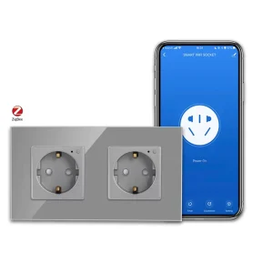 EU Standard Crystal Glass Panel 16A Double Tuya Outlet Germany Zigbee Wifi Wall Power Socket