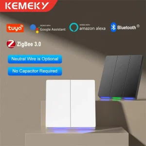 EU Type Zigbee Smart Switch with Physical Push Button for Tuya Smart Life System Smart Wall Switch