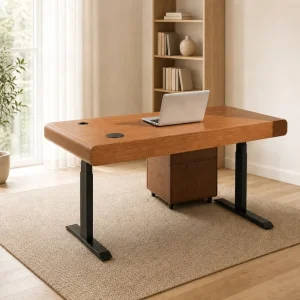 Easy Assembly Height Adjustable Desk E1 MFC 25mm Dual Motor RAL9005 Stand Digital Display Cable Management