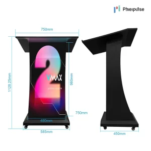 Easy Install Smart Led Podium Digital Display School Auditoriums Lecture Events Seamless Visual Effect Mobile Wheeled Stand