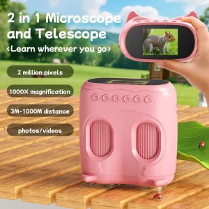 Easy Operation Kids Microscope Color Screen Eye Protection Light Source Early Learning Tool