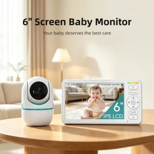 Easy Replace 5000mAh Battery Baby Camera 6 Inch Split Screen Digital Smart Wireless Video Baby Monitor with Display
