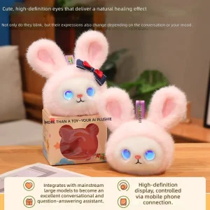 Eco Friendly Kids AI Robot Plush Smart Talking Toy English Teaching Emotional Companion LCD Display Wi Fi Type C Charging