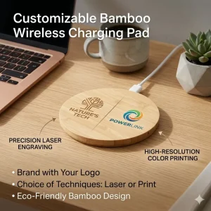 Eco friendly Bamboo Recyclable Wireless Charger 5V 2A Input With Gift Box Fast Charging Wireless Charging Pad For Phones