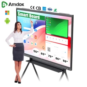 Education System Whiteboard Flat Panel LCD Touch Screen Display Interactive Board with Instructional Software Color Black
