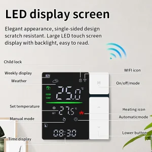 Electric Heating Thermostat WiFi 16A NTC ±1°C 7 Day Programmable APP Remote Control Anti Freeze Protection