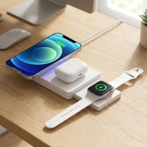 Electric Products 3 in 1 Magnetic Wireless Charger 15W Fast Charging Station for Phone Watch Earphone Phone Holder