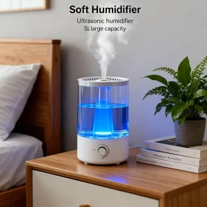 Electric Smart Humidifier 5L Cool Mist Top Fill LED Night Light Antibacterial Aromatherapy Quiet Small Home Hotel Use
