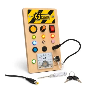 Electrical Control Wooden Activity Board LED Ammeter Switch Montessori Busy Board Sensory Educational Toy for Toddler Learning