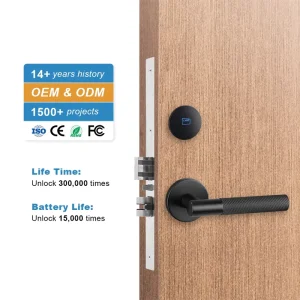 Electronic Hotel Key Card Aluminum Smart Door Lock High Class Rfid Smart Split Handle Lock with Hotel Software System