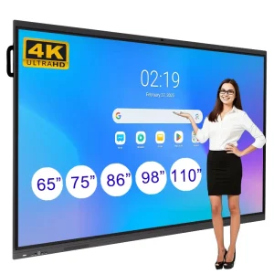 Electronic Whiteboards 75 Inch Interactive Smart Board 4K Touch Screen with 48MP Camera for Classroom Teaching Dual Pen Writing