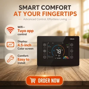 Energy Saving Smart WiFi Thermostat for Heat Pumps PVC Home Automation Multi Stage Touchscreen Tuya Zigbee Compatible Hospitals
