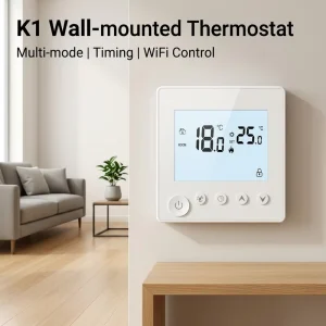 Energy Saving WiFi Room Thermostat with Digital LCD Screen Voice Control Compatible Smart Heating System Controller