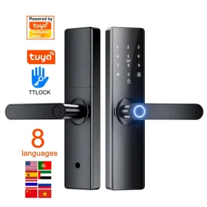 Enrique Tuya App Smart Digital Lock with Biometric Keypad Fingerprint Aluminum Alloy Cloud & Wi-Fi for Wood/Steel Doors