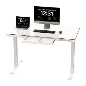 Ergonomic Electric Smart Single Motor Sit Glass Stand Desk Adjustable Table Electric Work Desk
