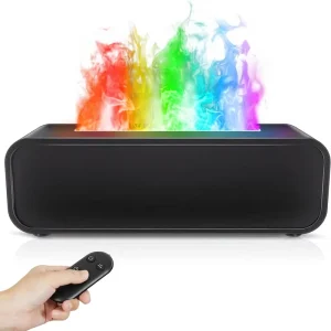 Essential Oil Diffuser Flame Aromatherapy Humidifier Sound Activated Music Sync Infrared Remote Control Bedroom Home Office