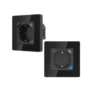Europe Standard Tuya WiFi Zigbee Smart Sockets 230V Glass PD20W USB Quickly Charger EU Smart Wall Socket With Power Monitoring