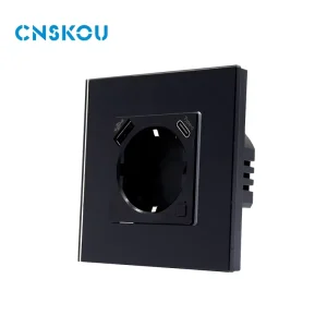 Europe Standard Tuya WiFi Zigbee Smart Sockets 230V Glass PD20W USB Quickly Charger EU Smart Wall Socket with Power Monitoring