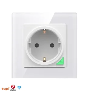 Europe Standard WiFi Zigbee Smart Sockets 230V Glass Frame Voice Remote Control Power Wall Socket