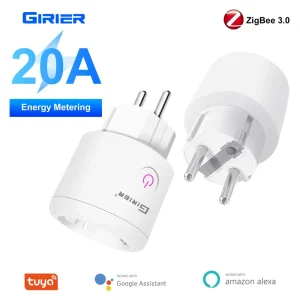 Europe Type F 20A Socket Works with Alexa Google Home Power Monitoring 4200W Smart ZigBee EU Plug