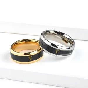Europe and the United States New Cool Black Finger Ring Intelligent Finger Ring Sense Temperature Display Temperature Ring