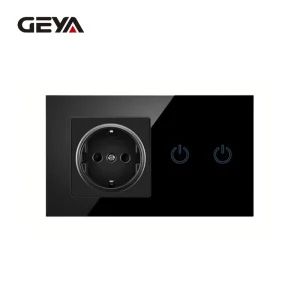 European Germany Schuko Home Power Plug Single Outlet 228mm 100 240V 16A Touch Panel Waterproof Glass Panel Wall Socket