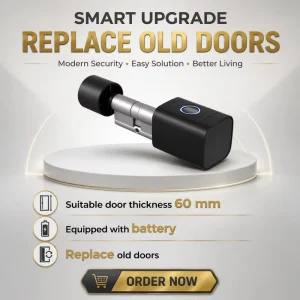 European Standard Lock Cylinder Digital Handle Tuya Smart Locks Door Knob Suitable for Door Thicknesses up to 60mm