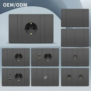 European Standard Switch Socket Panel with Usb Type C European Standard German Power Socket DIY German-style Switch Socket