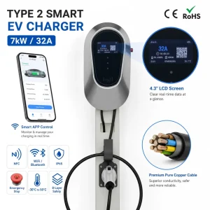 Ev Charger 7kw Type 2 Ev Charger Wall-mounted Ev Charger Wallbox Ev Charger 7kw Ev Wallbox Charger Ev Charger Cable