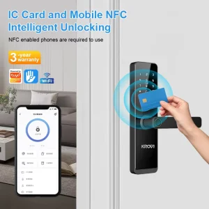 F03 OEM ODM Smart Door Lock Aluminum Alloy Wood Fingerprint Password Card Key Cloud Storage Grade C Security 3 Year