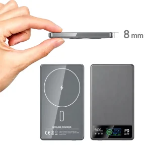 FTHY-03 Best-Selling Gray Magnetic Power Bank, PD 22.5W Fast Charging, Wireless Ultra-Slim Portable Power Bank