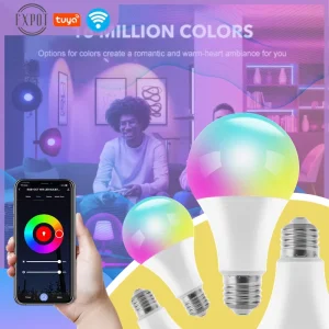 FXPOT 10W High-Efficiency Smart LED Bulb, Tuya, E27 E26 B22 Compatible with Alexa and Google Home, A19 Type, AC App Control