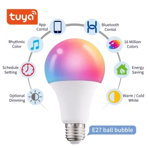 FXPOT Smart LED Bulb E26/E27/B22 Base, AC Compatible, App-Controlled, Multicolor RGB, CCT Adjustable, Dimmable Indoor Light, CRI 85-90, 800