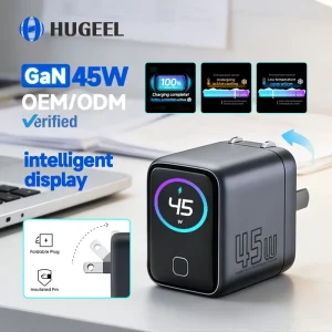 Factory 45W Type C Charger Smart Display GaN USB C Chargers Fast Charging Wall USB Desktop Charger for Phone Tablet