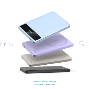 Factory 5000mAh Magnetic Wireless Power Bank 22.5W PD Fast Charge Ultra Slim Metal Portable Charger with LCD Display