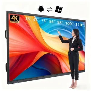 Factory 55 65 75 85 86 98 100 Inch USB Interactive Whiteboard Digital Smart Board Touch Screen 4k Dual OS Smart