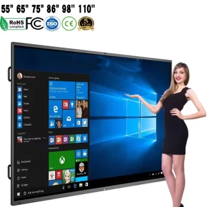 Factory All-In-One PC Whiteboard Interactive Flat Panel for Education Meetings 55 65 75 85 86 Inch LCD Touch Screen