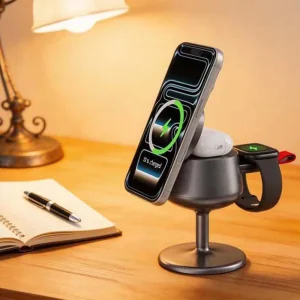 Factory Anfuyou premium fast 25W 3 in 1goblet wine glass phone watch earbuds Folding Magnetic wireless charging station