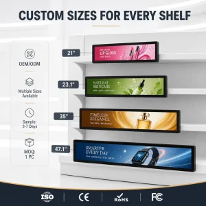 Factory Custom 23.1″ Ultra Wide Stretched Bar LCD Screen with Cloud CMS for Smart Retail Signage