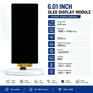 Factory Custom 6.01 Inch 1080*2160 FHD+ ONCELL Touch OLED Display Ultra Slim MIPI AMOLED Module for AI Tablet Smart Terminal