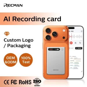 Factory Custom AI Note Taker Voice Recorder 32GB up to 98% Accuracy Long Time Recording OEM ODM Projects