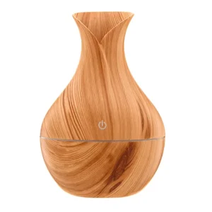 Factory Direct 130ml USB Humidificador Household Use Cool Mist Ultrasonic Wood Grain Vase Air Humidifier with Night Light