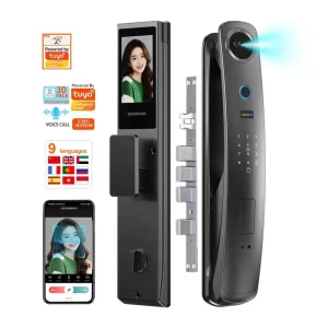 Factory Direct Fully Automatic 3D Facial and Fingerprint Visual Intercom Smart Lock Aluminum Door WiFi