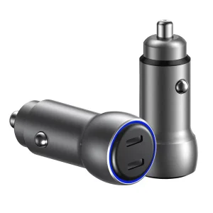 Factory Direct High Power Fireproof Quick Charge Portable Dual Port PD3.0 QC3.0 Car Charger Type C Adapter Laptop Smart Watch